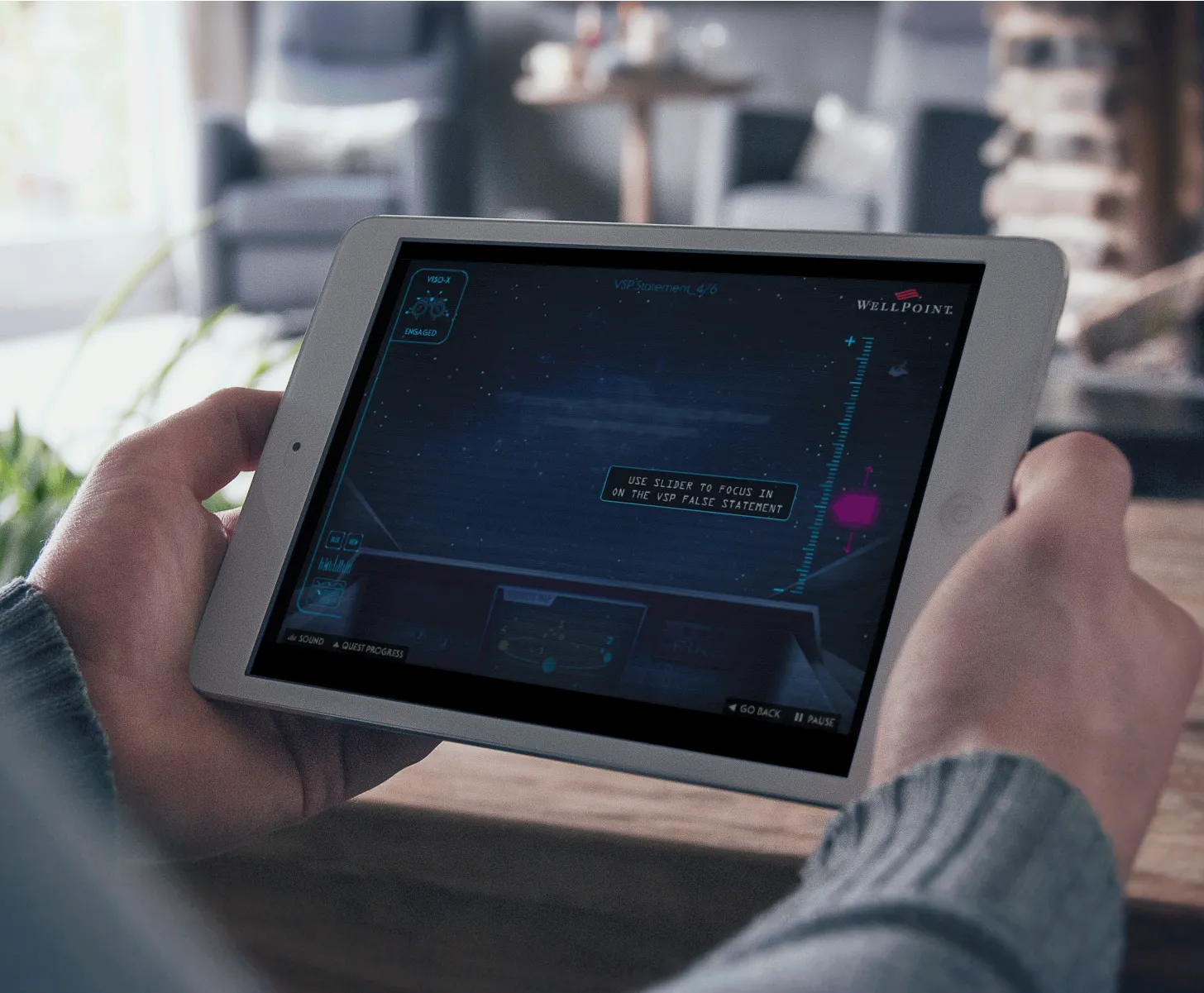 iPad screen of health insurance e-learning