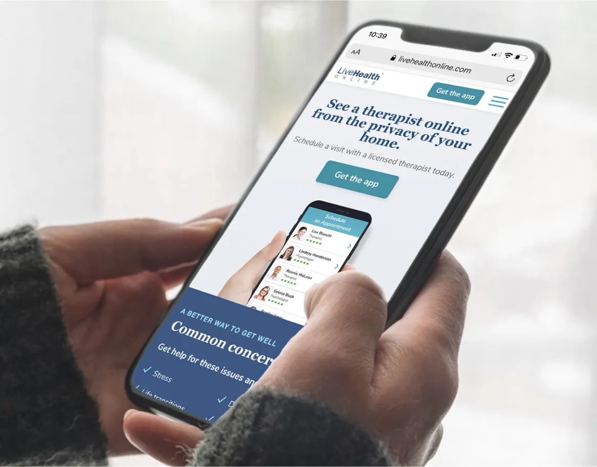 Mobile screen of a telemedicine website