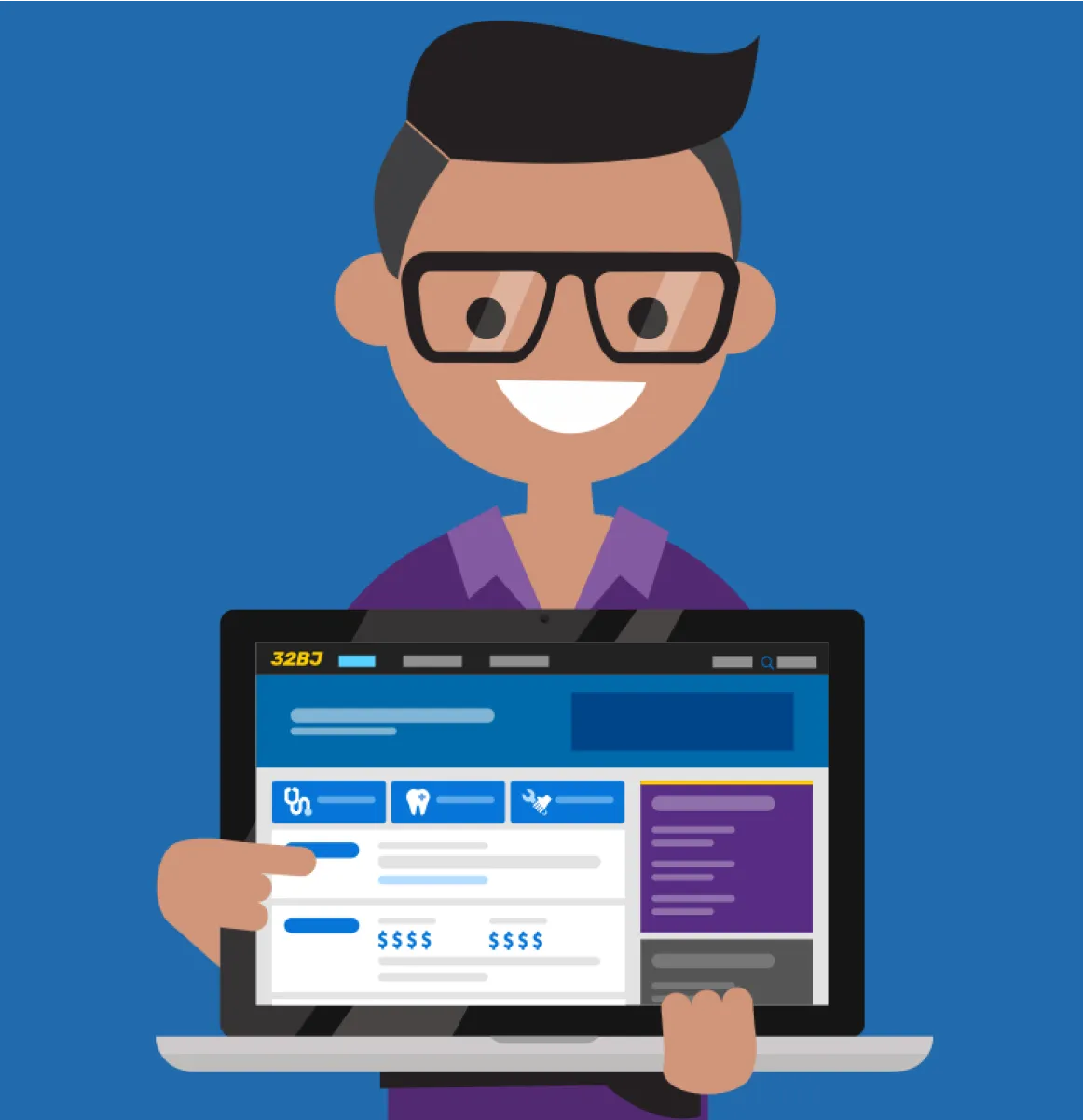 Illustration of a union benefits website
